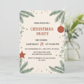 Elegant Greenery Christmas Party Invitation Card Kaart (Staand voorkant)