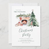 Elegant Greenery Christmas Party Invitation Kaart (Voorkant)