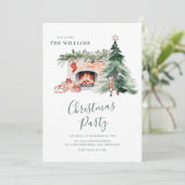 Elegant Greenery Christmas Party Invitation Kaart (Staand voorkant)