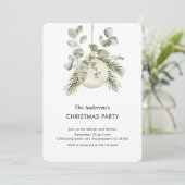 Elegant Greenery Christmas Party Kaart (Staand voorkant)