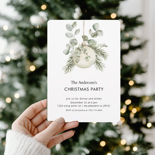 Elegant Greenery Christmas Party Kaart