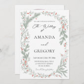 Elegant Greenery Christmas Wedding Photo  Kaart (Voorkant / Achterkant)
