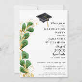 Elegant Greenery Class of 2025 Modern Afstuderen Kaart (Voorkant)