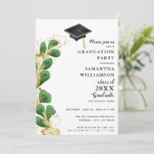 Elegant Greenery Class of 2025 Modern Afstuderen Kaart (Staand voorkant)