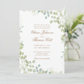 Elegant Greenery Classic Eucalyptus Wedding Kaart (Staand voorkant)