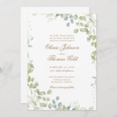 Elegant Greenery Classic Eucalyptus Wedding Kaart (Voorkant / Achterkant)