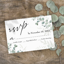 Elegant Greenery Contemmodern Type Wedding RSVP Kaartje