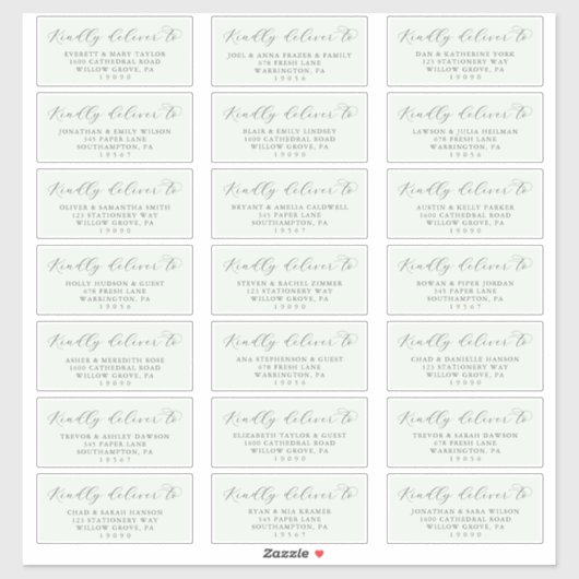 Elegant Greenery Coordinate Guest Adresetiketten Sticker (Vel)