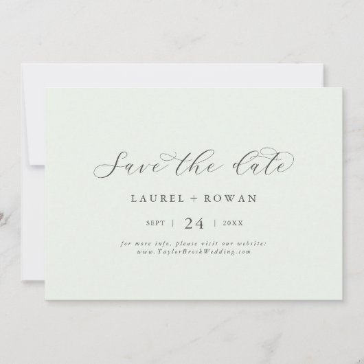 Elegant Greenery Coordinate Horizontal Save The Date (Voorkant)