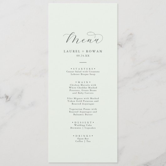 Elegant Greenery Coordinate Wedding Menu (Voorkant)