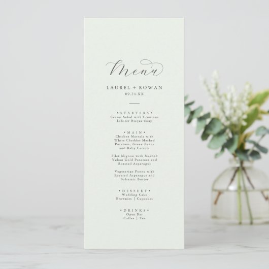 Elegant Greenery Coordinate Wedding Menu (Staand voorkant)