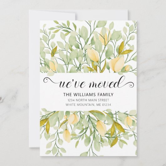 Elegant Greenery Creamy Waterverf Floral Moving Aankondiging (Voorkant)