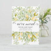 Elegant Greenery Creamy Waterverf Floral Moving Aankondiging (Staand voorkant)