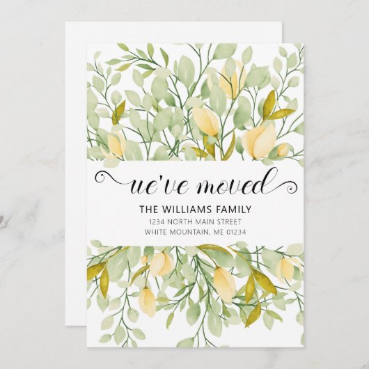 Elegant Greenery Creamy Waterverf Floral Moving Aankondiging (Voorkant / Achterkant)