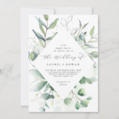 Elegant Greenery Diamond Wedding Kaart (Voorkant)
