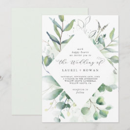 Elegant Greenery Diamond Wedding Kaart