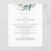 Elegant Greenery Dusty Blue Wedding Menu (Voorkant)