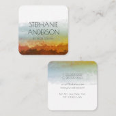 Elegant Greenery Earthy Brown Waterverf Abstract Vierkante Visitekaartje (Voorkant / Achterkant)