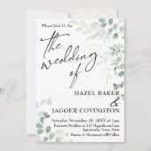 Elegant Greenery Eenvoudige Typografie Het huwelij Kaart (Voorkant)