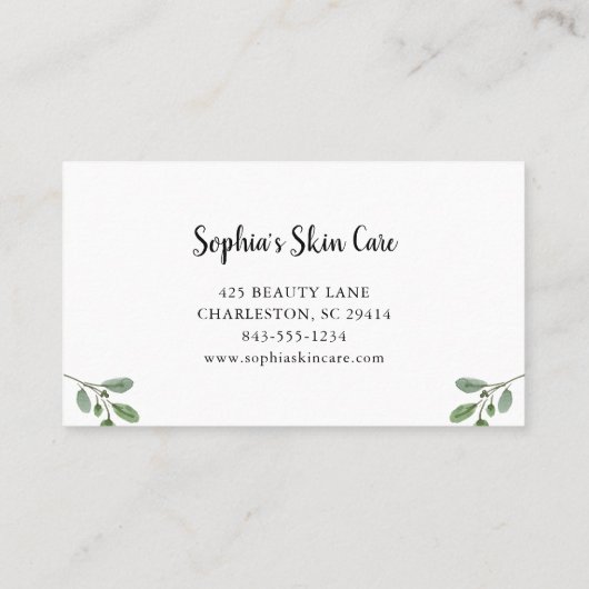 Elegant Greenery | Eenvoudige Waterverf Visitekaartje (Achterkant)