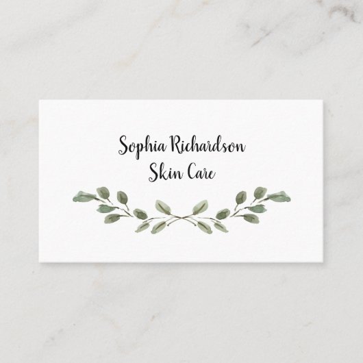 Elegant Greenery | Eenvoudige Waterverf Visitekaartje (Voorkant)