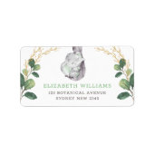 Elegant Greenery Elephant Return Address Label (Voorkant)