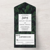 Elegant greenery emerald green floral all in one uitnodiging (Binnen)