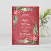 Elegant Greenery en Floral Red Kerstmis Invites (Staand voorkant)