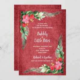 Elegant Greenery en Floral Red Kerstmis Invites