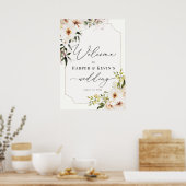 Elegant Greenery en Ivory Florals Wedding Welcome Poster (Keuken)