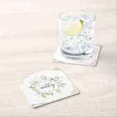 Elegant Greenery en Waterverf Stains, Wedding Kartonnen Onderzetters (Insitu)