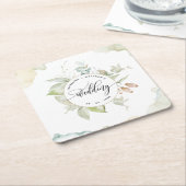 Elegant Greenery en Waterverf Stains, Wedding Kartonnen Onderzetters (Schuin)