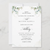 Elegant Greenery en Waterverf Wedding Kaart (Voorkant)