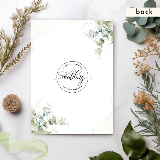 Elegant Greenery en Waterverf Wedding Kaart