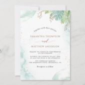 Elegant Greenery en Waterverf Wedding Kaart (Voorkant)