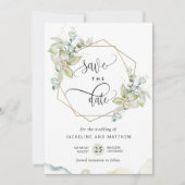 Elegant Greenery en Waterverf Wedding Save The Date (Voorkant)