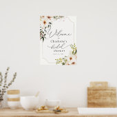 Elegant Greenery en White Florals Bridal Welcome Poster (Keuken)