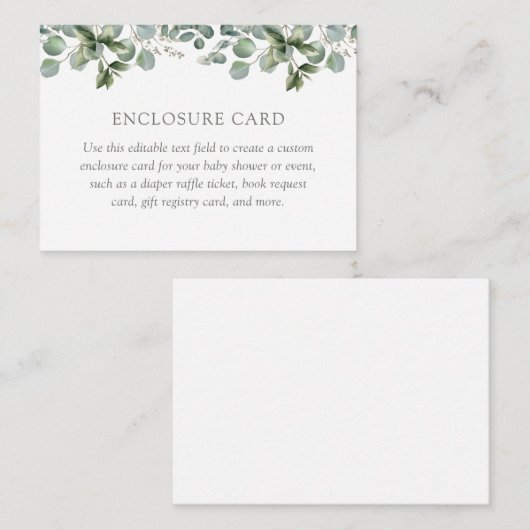 Elegant Greenery Eucalyptus Baby shower Aangepast Informatiekaartje (Voorkant / Achterkant)