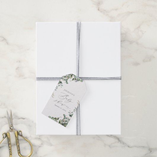 Elegant Greenery Eucalyptus Baby shower Cadeaulabel (Met Touw)
