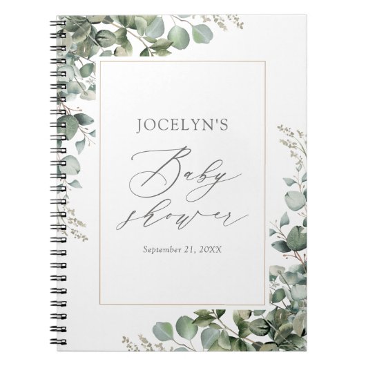 Elegant Greenery Eucalyptus Baby shower Guest Book Notitieboek (Voorkant)