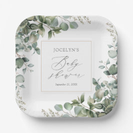 Elegant Greenery Eucalyptus Baby shower Papieren Bordje