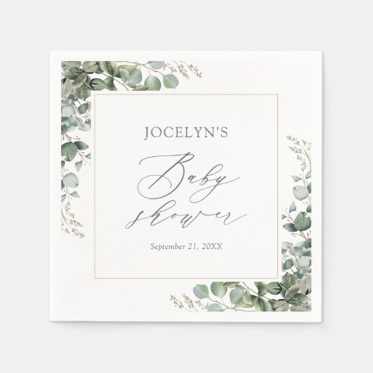 Elegant Greenery Eucalyptus Baby shower Servet (Voorkant)