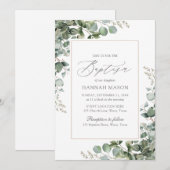 Elegant Greenery Eucalyptus Baptisme Kaart (Voorkant / Achterkant)