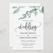 Elegant greenery eucalyptus boho rustige bruiloft kaart (Voorkant / Achterkant)