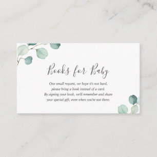 Elegant Greenery Eucalyptus Books for Baby shower Informatiekaartje