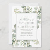 Elegant Greenery Eucalyptus Botanical Wedding Kaart (Voorkant)