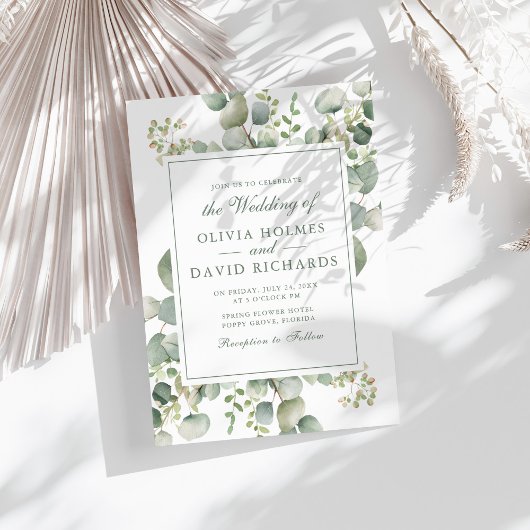 Elegant Greenery Eucalyptus Botanical Wedding Kaart