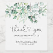 Elegant Greenery Eucalyptus Botanical Wedding Wijn Etiket (Enkel label)