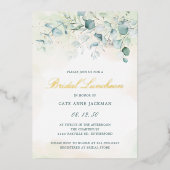 Elegant Greenery Eucalyptus Bridal Luncheon Gold Folie Uitnodiging (Voorkant)