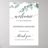 Elegant greenery eucalyptus bruiloft welkom poster (Voorkant)